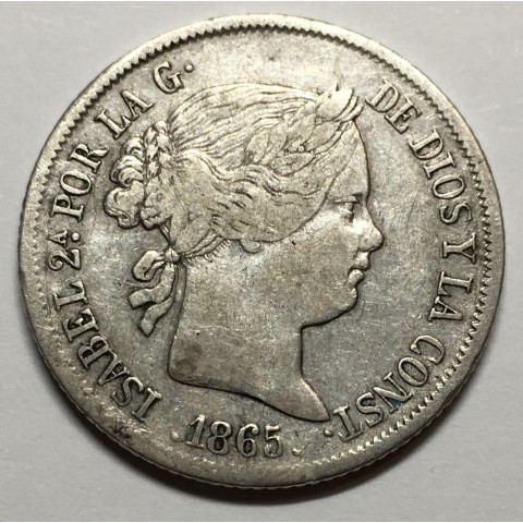 40 Ctms de ESCUDO ISABEL II 1865 MADRID