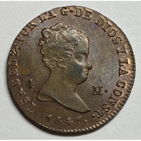 4 MARAVEDÍS ISABEL II 1847 JUBIA