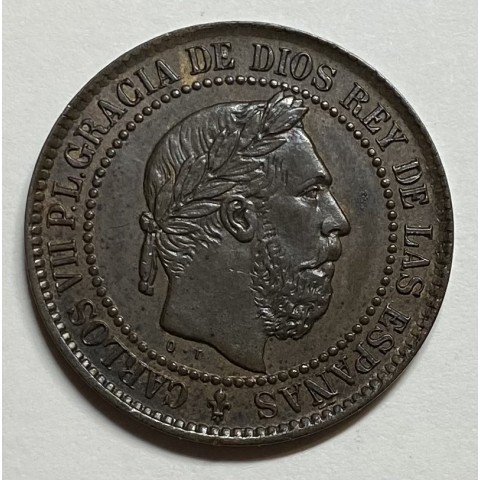 5 CÉNTIMOS DE PESETA CARLOS VII 1875 BRUSELAS