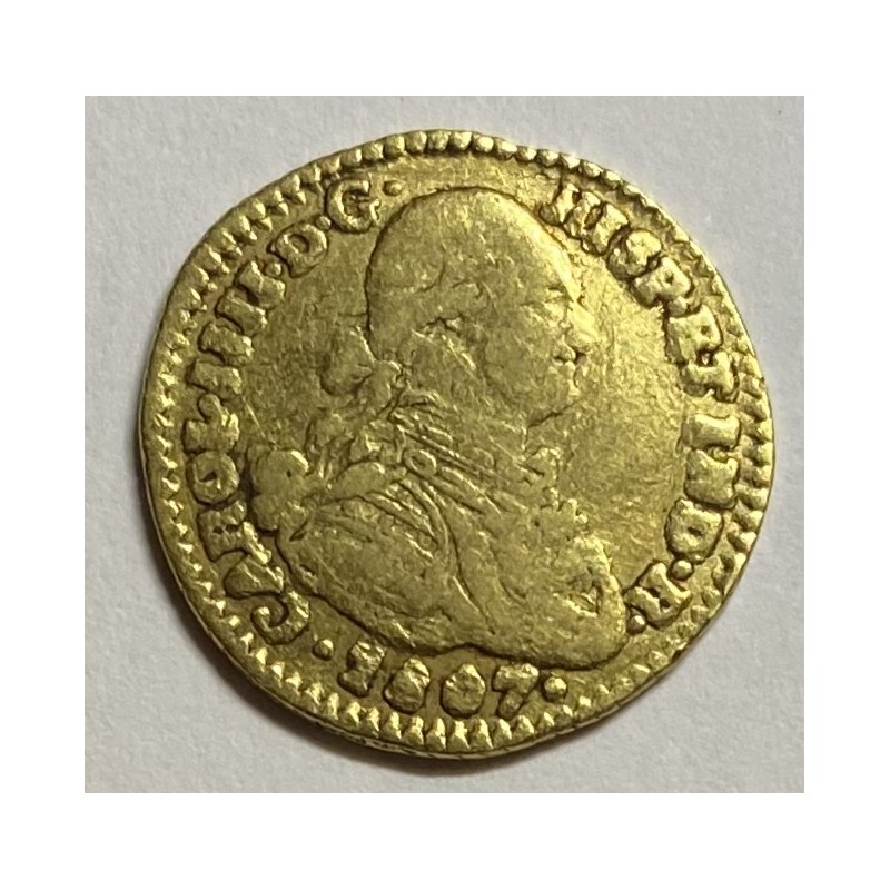 1 ESCUDO CARLOS IV 1807 NUEVO REINO