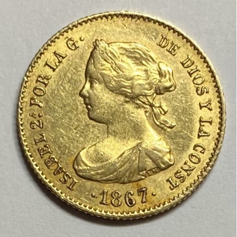 4 ESCUDOS ISABEL II 1867 MADRID