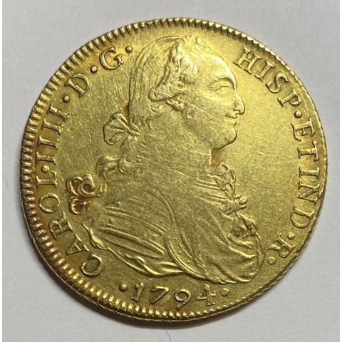 8 ESCUDOS CARLOS IV 1794 LIMA