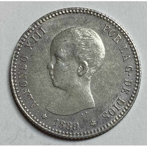 1 PESETA ALFONSO XIII 1889 89* (rara)